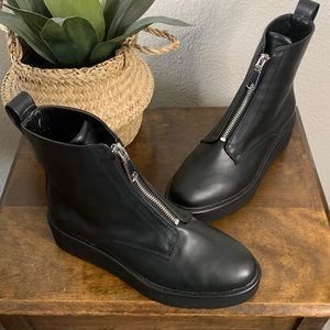 H&M Black Zip Front Lug Bootie